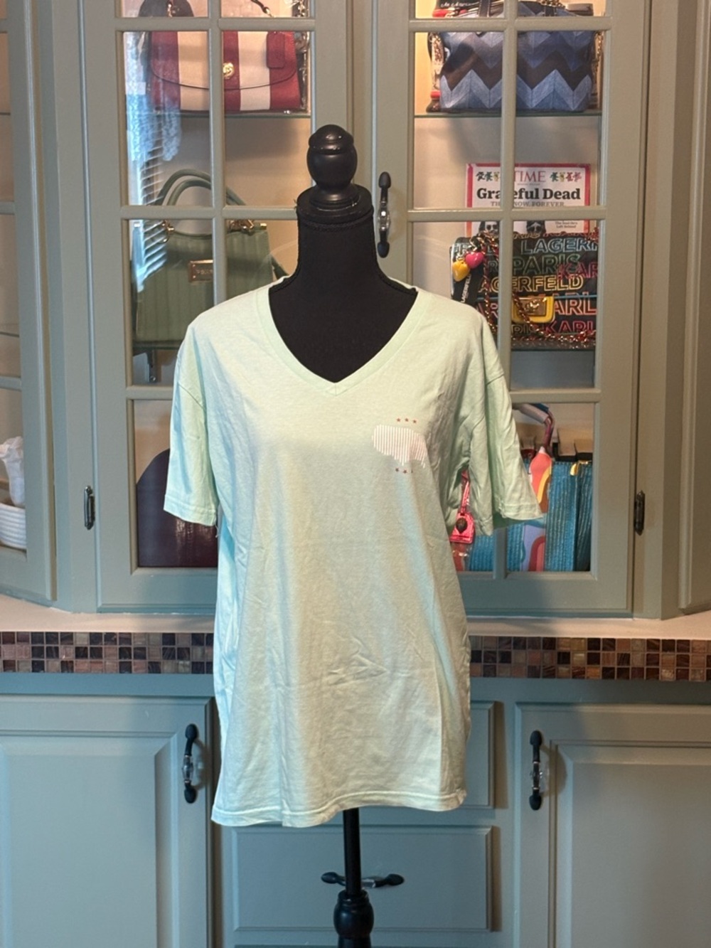 Relaxed V-Neck Tee in Mint - Classic Short Sleeve Top
